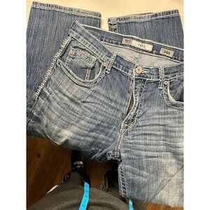 BKE Jake Men's Distressed Straight Leg Denim Jeans 34S Blue Cotton Blend Style A